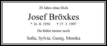 Traueranzeige von Josef Bröxkes von trauer.extra-tipp-moenchengladbach.de