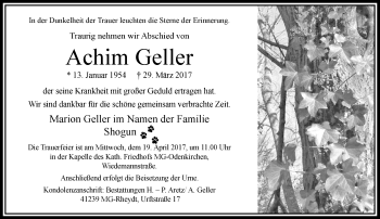 Traueranzeige von Achim Geller von trauer.extra-tipp-moenchengladbach.de