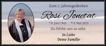 Traueranzeige von Rosi Jonetat von trauer.wuppertaler-rundschau.de