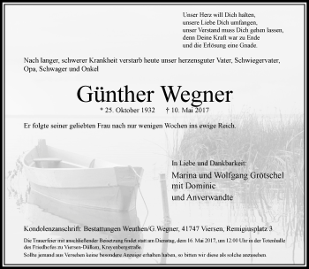 Traueranzeige von Günther Wegner von trauer.extra-tipp-moenchengladbach.de