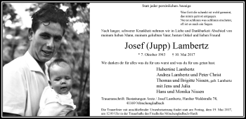 Traueranzeige von Josef Lambertz von trauer.extra-tipp-moenchengladbach.de