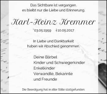 Traueranzeige von Karl-Heinz Kremmer von trauer.mein.krefeld.de