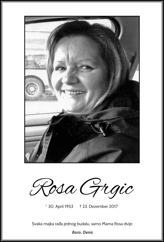  Traueranzeige für Rosa Grgic vom 06.01.2018 aus trauer.wuppertaler-rundschau.de