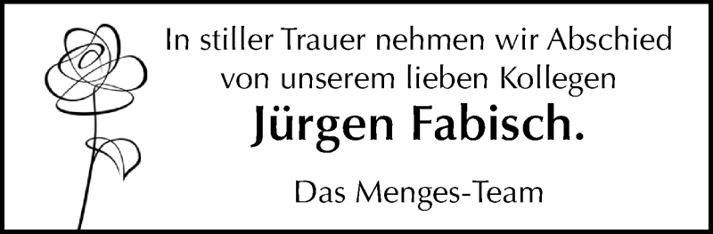  Traueranzeige für Jürgen Fabisch vom 30.12.2018 aus trauer.stadt-panorame.de