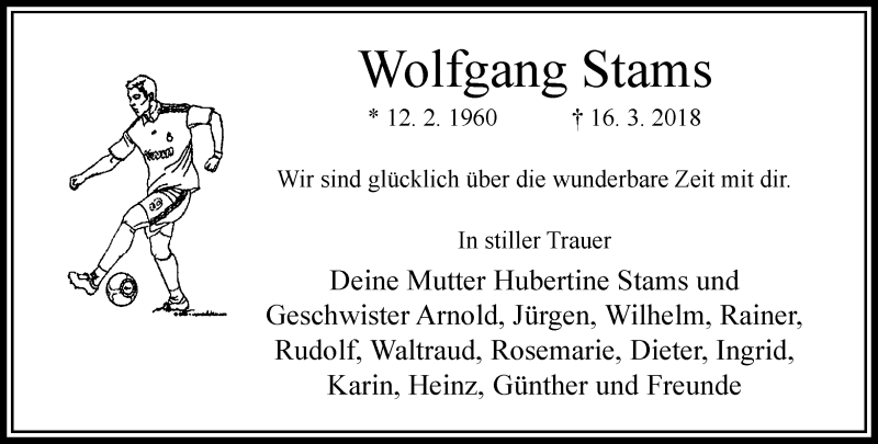  Traueranzeige für Wolfgang Stams vom 08.04.2018 aus trauer.extra-tipp-moenchengladbach.de