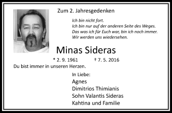 Traueranzeige von Minas Sideras von trauer.extra-tipp-moenchengladbach.de