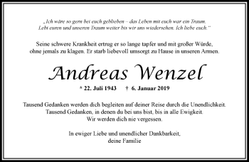 Traueranzeige von Andreas Wenzel von trauer.extra-tipp-moenchengladbach.de