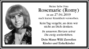 Traueranzeige von Rosemarie (Romy)  von trauer.extra-tipp-moenchengladbach.de