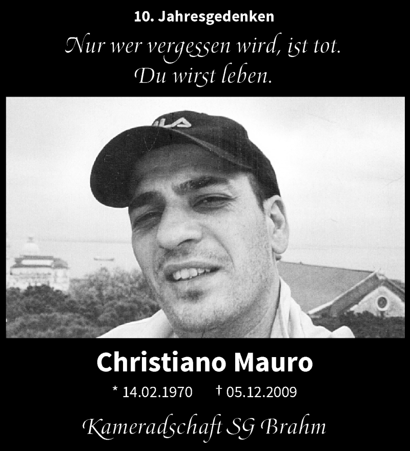  Traueranzeige für Christiano Mauro vom 07.12.2019 aus trauer.wuppertaler-rundschau.de