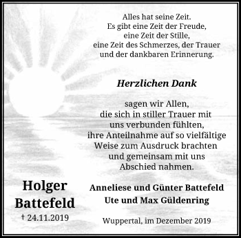 Traueranzeige von Holger Battefeld von trauer.wuppertaler-rundschau.de