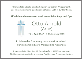 Traueranzeige von Otto Arnold von trauer.extra-tipp-moenchengladbach.de