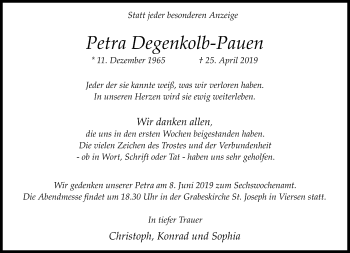 Traueranzeige von Petra Degenkolb-Pauen von trauer.extra-tipp-moenchengladbach.de