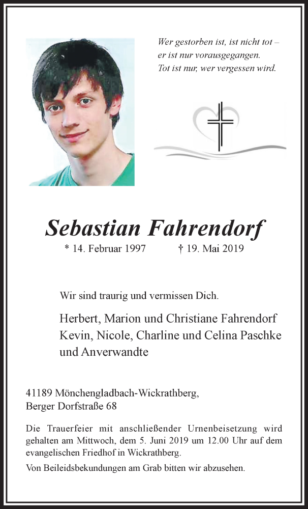  Traueranzeige für Sebastian Fahrendorf vom 02.06.2019 aus trauer.extra-tipp-moenchengladbach.de