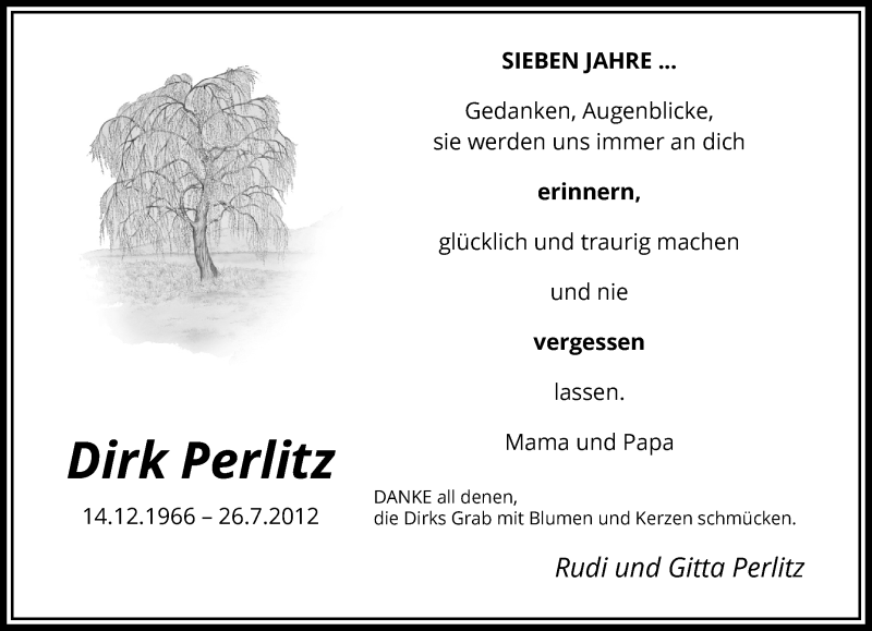  Traueranzeige für Dirk Perlitz vom 28.07.2019 aus trauer.extra-tipp-moenchengladbach.de