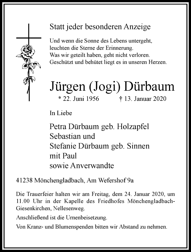  Traueranzeige für Jürgen Dürbaum vom 19.01.2020 aus trauer.extra-tipp-moenchengladbach.de