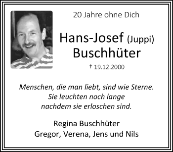 Traueranzeige von Hans-Josef Buschhüter von trauer.extra-tipp-moenchengladbach.de