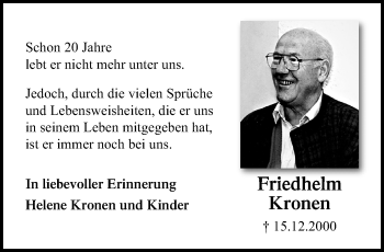 Traueranzeige von Friedhelm Kronen von trauer.extra-tipp-moenchengladbach.de