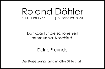Traueranzeige von Roland Döhler von trauer.mein.krefeld.de
