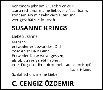 Traueranzeige von Susanne Krings von trauer.mein.krefeld.de