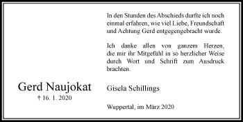 Traueranzeige von Gerd Naujokat von trauer.wuppertaler-rundschau.de