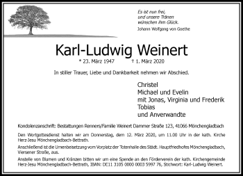 Traueranzeige von Karl-Ludwig Weinert von trauer.extra-tipp-moenchengladbach.de
