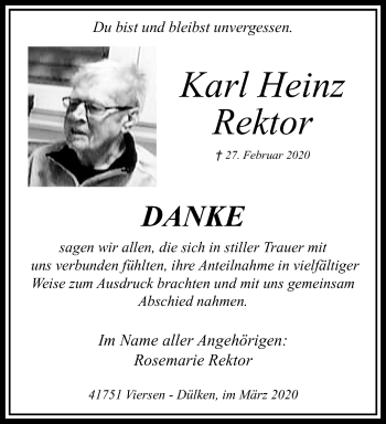 Traueranzeige von Karl Heinz Rektor von trauer.extra-tipp-moenchengladbach.de