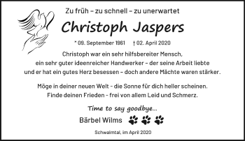 Traueranzeige von Christoph Jaspers von trauer.extra-tipp-moenchengladbach.de