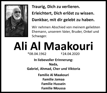 Traueranzeige von Ali Al Maakouri von trauer.extra-tipp-moenchengladbach.de