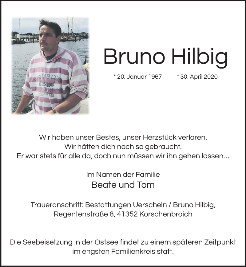  Traueranzeige für Bruno Hilbig vom 10.05.2020 aus trauer.extra-tipp-moenchengladbach.de