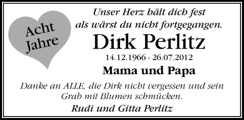  Traueranzeige für Dirk Perlitz vom 26.07.2020 aus trauer.extra-tipp-moenchengladbach.de