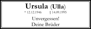 Traueranzeige von Ursula  von trauer.extra-tipp-moenchengladbach.de