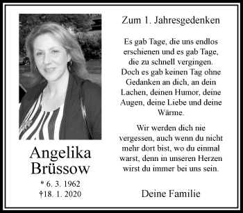 Traueranzeige von Angelika Brüssow von trauer.wuppertaler-rundschau.de