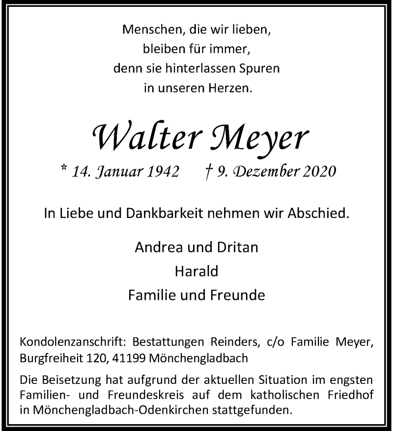  Traueranzeige für Walter Meyer vom 13.12.2020 aus trauer.extra-tipp-moenchengladbach.de