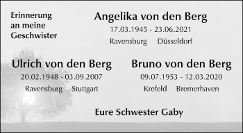Traueranzeige von Angelika, Ulrich und Bruno  von den Berg von trauer.mein.krefeld.de