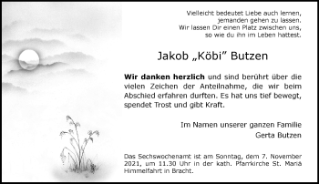 Traueranzeige von Jakob  Butzen von trauer.extra-tipp-moenchengladbach.de