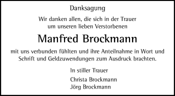 Traueranzeige von Manfred Brockmann von trauer.mein.krefeld.de