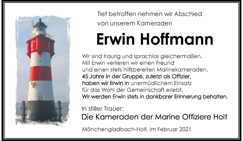  Traueranzeige für Erwin Hoffmann vom 28.02.2021 aus trauer.extra-tipp-moenchengladbach.de