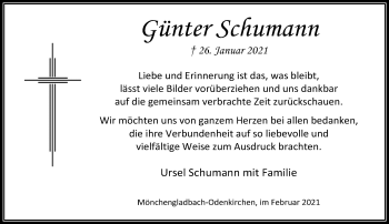 Traueranzeige von Günter Schumann von trauer.extra-tipp-moenchengladbach.de