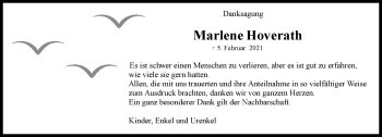 Traueranzeige von Marlene Hoverath von trauer.extra-tipp-moenchengladbach.de