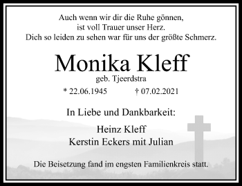 Traueranzeige von Monika Kleff von trauer.extra-tipp-moenchengladbach.de