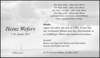 Traueranzeige von Heinz Wefers von trauer.extra-tipp-moenchengladbach.de