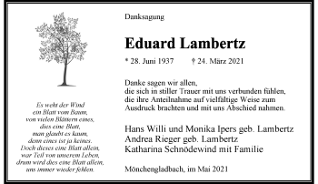 Traueranzeige von Eduard Lambertz von trauer.extra-tipp-moenchengladbach.de