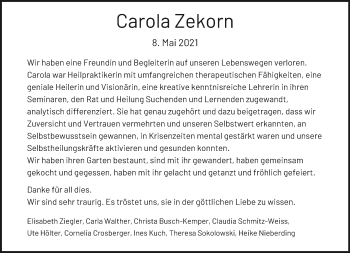 Traueranzeige von Carola Zekorn von trauer.extra-tipp-moenchengladbach.de