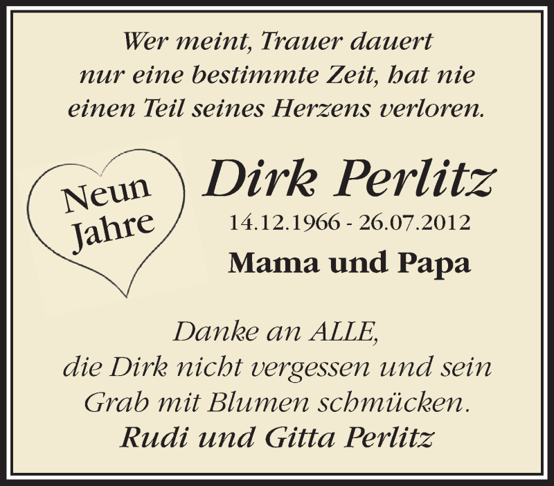  Traueranzeige für Dirk Perlitz vom 25.07.2021 aus trauer.extra-tipp-moenchengladbach.de