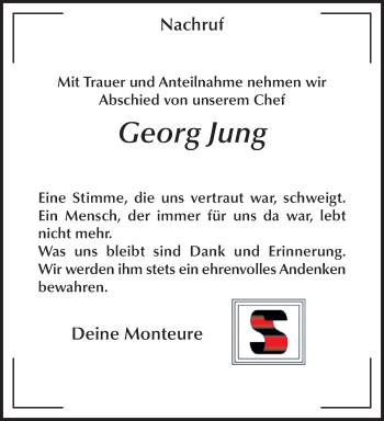 Traueranzeige von Georg Jung von trauer.extra-tipp-moenchengladbach.de