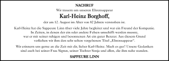 Traueranzeige von Karl-Heinz Borghoff von trauer.mein.krefeld.de