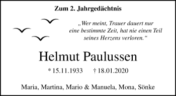 Traueranzeige von Helmut Paulussen von trauer.extra-tipp-moenchengladbach.de