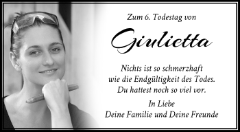 Traueranzeige von Giulietta  von trauer.wuppertaler-rundschau.de