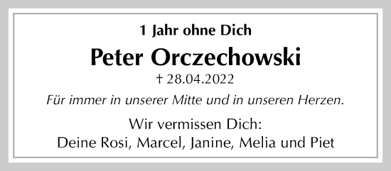 Traueranzeige von Peter Orczechowski von trauer.mein.krefeld.de