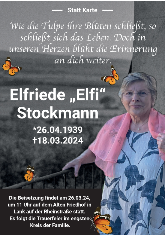 Traueranzeige von Elfriede Stockmann von trauer.extra-tipp-moenchengladbach.de